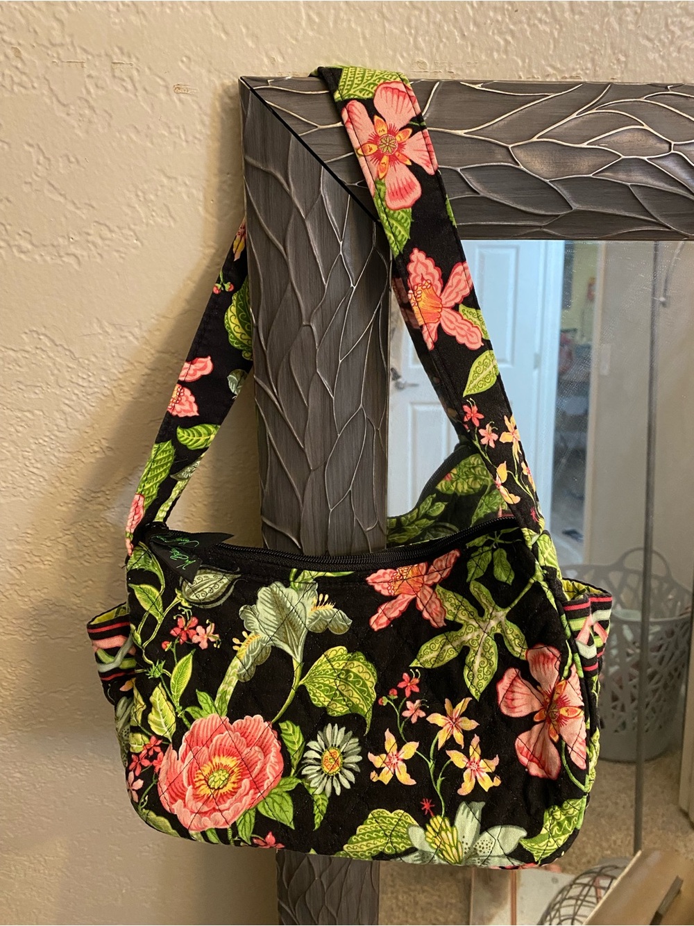 Vera Bradley Botanica black & green floral shoulder bag